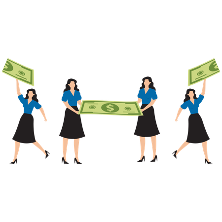 Businesswoman making money  Illustration