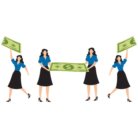 Businesswoman making money  Illustration