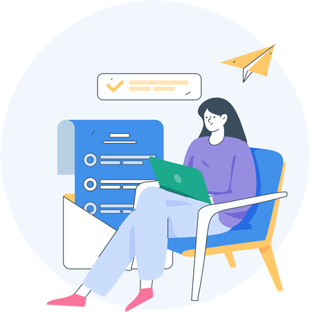 Businesswoman making online checklist  Illustration