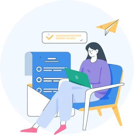 Businesswoman making online checklist  Illustration