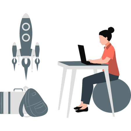 Businesswoman making plan business tour  Illustration