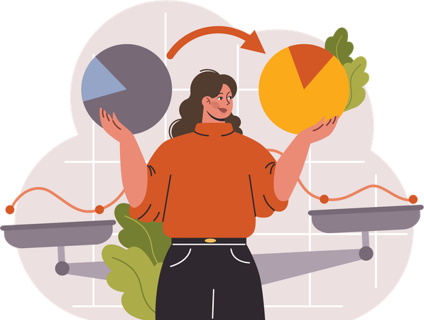 Businesswoman manages business tasks along with targets  Illustration