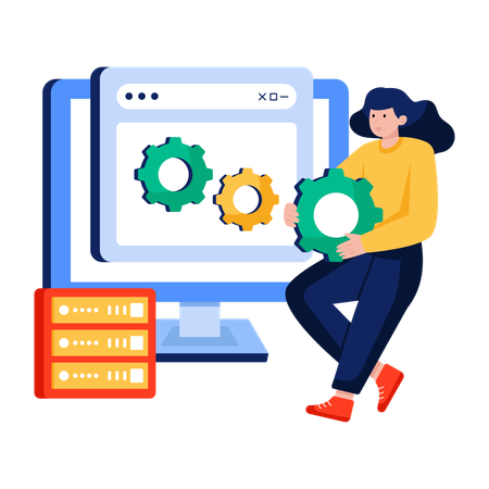 Businesswoman manages Web setting  Illustration