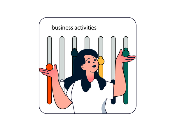 Businesswoman managing business activities  Illustration
