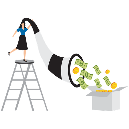 Businesswoman managing business finance  Illustration