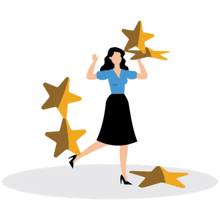 Businesswoman managing business star rating  Illustration