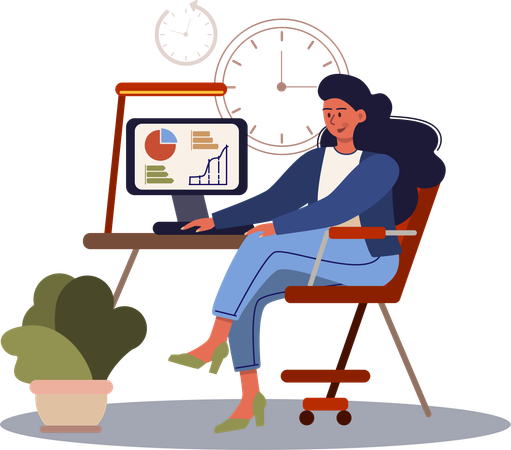 Businesswoman managing deadline dates  Illustration