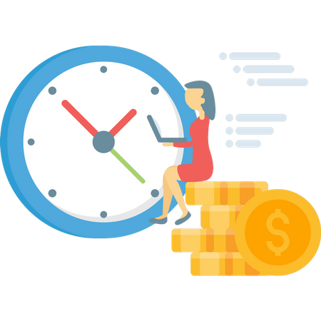 Businesswoman managing earning time  Illustration