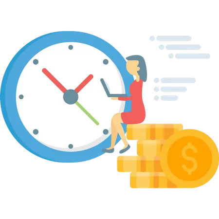 Businesswoman managing earning time  Illustration