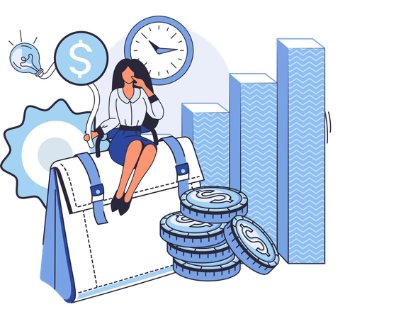 Businesswoman managing investment portfolio  Illustration