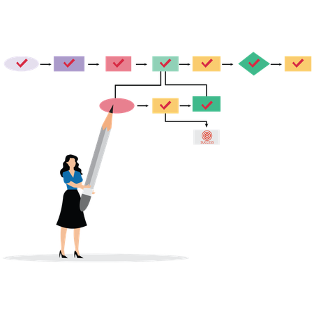 Businesswoman managing project timeline  Illustration