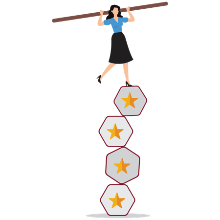 Businesswoman managing star rating  Illustration