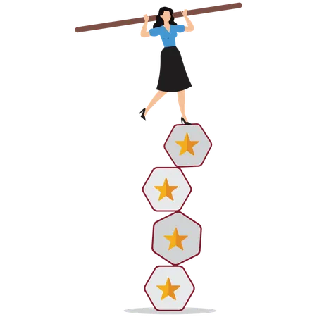 Businesswoman managing star rating  Illustration