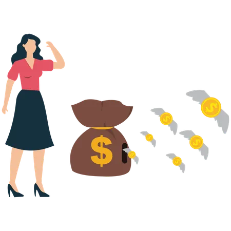Businesswoman managing Wealth  Illustration