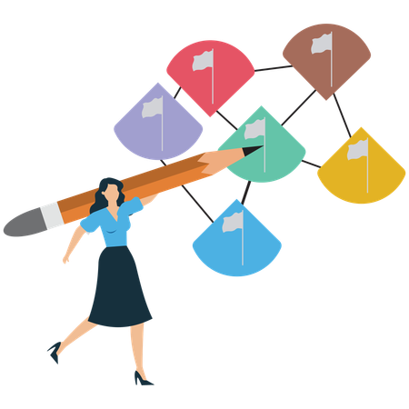 Businesswoman Mapping Goals for Success  Illustration