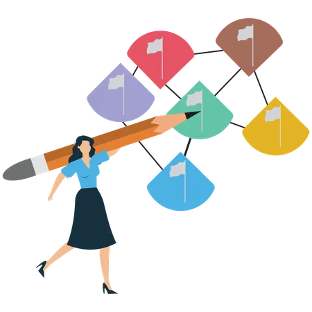 Businesswoman Mapping Goals for Success  Illustration