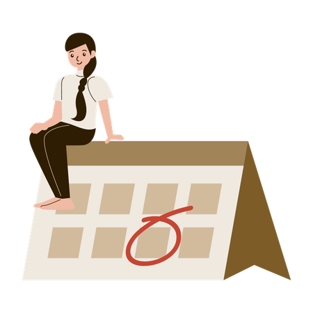 Businesswoman marks deadline Due Date  Illustration