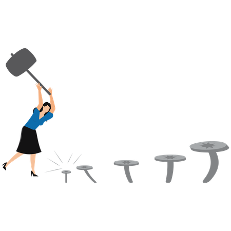 Businesswoman measures Skill levels growth  Illustration