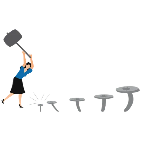 Businesswoman measures Skill levels growth  Illustration