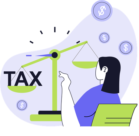 Businesswoman measuring business tax  Illustration