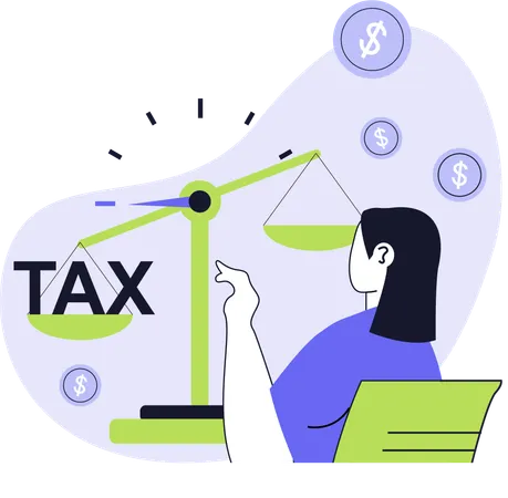 Businesswoman measuring business tax  Illustration