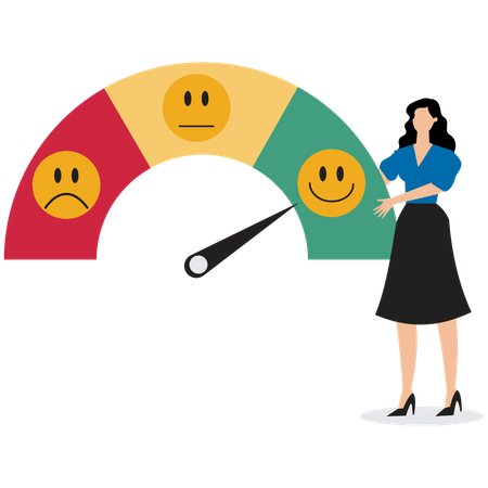 Businesswoman measuring employee assessment  Illustration