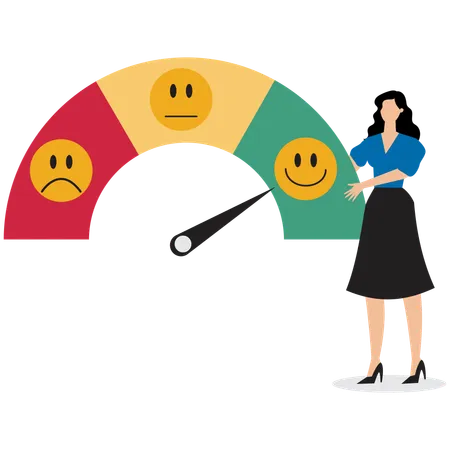 Businesswoman measuring employee assessment  Illustration