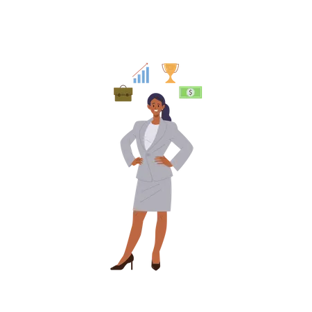 Basic Human Needs Vector Illustration Of Businesswoman Motivated In Personal Development And Growth Office Worker Female Entrepreneur Interested In Financial Success Career And Work Self Realization Illustration