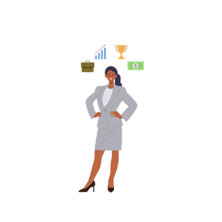 Businesswoman Motivated In Personal Development  Illustration