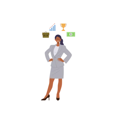 Businesswoman Motivated In Personal Development  Illustration