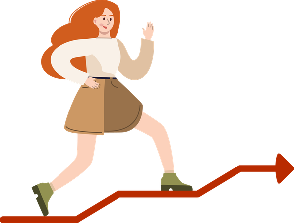 Businesswoman moves towards her business goal  Illustration