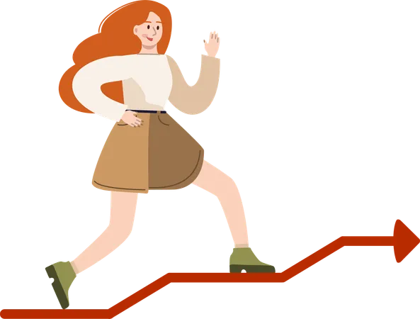 Businesswoman moves towards her business goal  Illustration