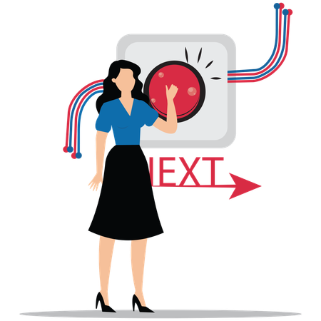 Businesswoman moving at Next level  Illustration