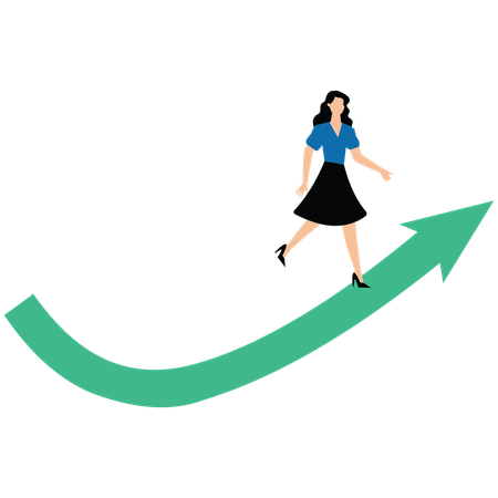 Businesswoman moving forward with arrow  Illustration