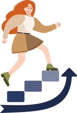 Businesswoman moving towards business target  Illustration