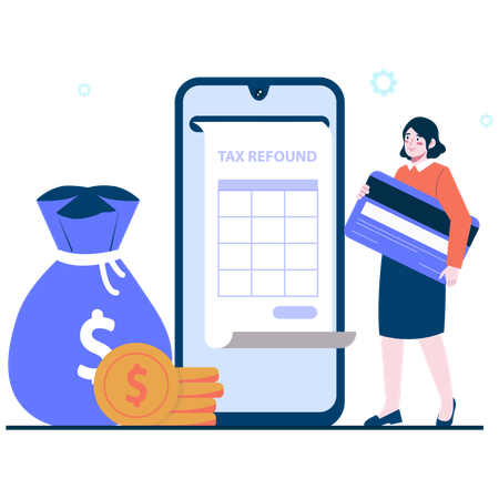 Businesswoman needs Mobile Tax Refund  Illustration