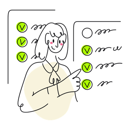 Businesswoman notes the completed tasks  Illustration