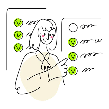Businesswoman notes the completed tasks  Illustration