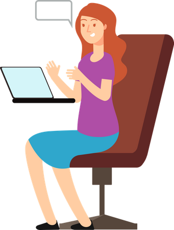 Businesswoman on an online meeting Illustration