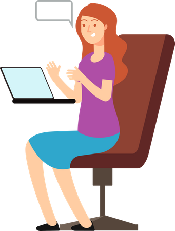 Businesswoman on an online meeting  Illustration