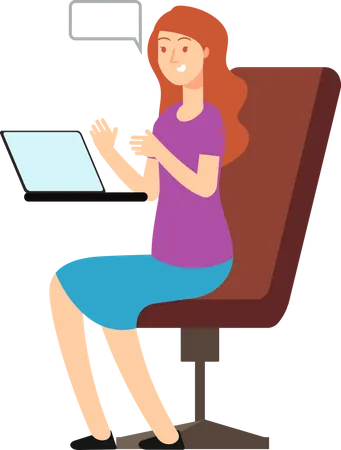 Businesswoman on an online meeting  Illustration