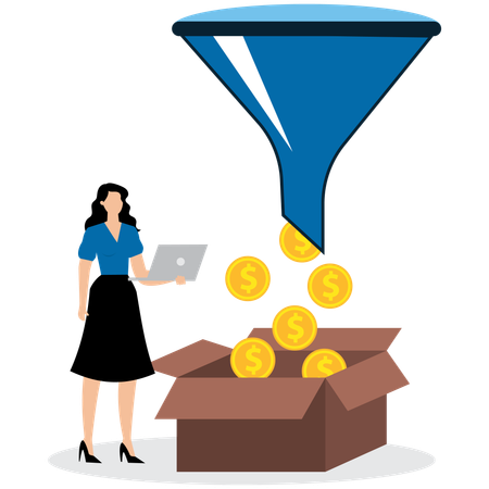 Businesswoman operating finance flow  Illustration