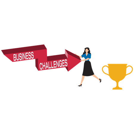 Businesswoman overcoming business challenge  Illustration