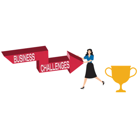 Businesswoman overcoming business challenge  Illustration