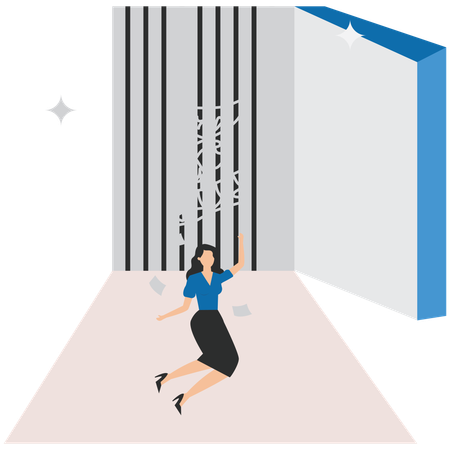 Businesswoman overcoming business challenges  Illustration