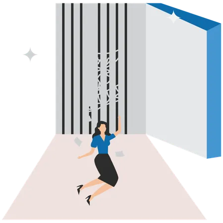 Businesswoman overcoming business challenges  Illustration