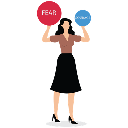 Businesswoman overcoming business fear  Illustration