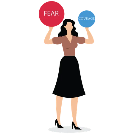 Businesswoman overcoming business fear  Illustration