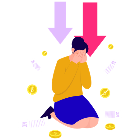 Businesswoman Overwhelmed by Debt  Illustration