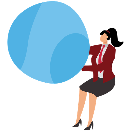 Businesswoman overwhelmed by grey rock symbolizes struggles  Illustration